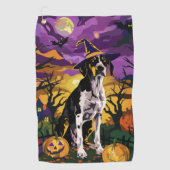 Serviette De Golf Treeing Walker Coonhound Halloween Sorcière Citrou (Devant)