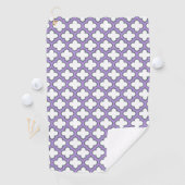 Serviette De Golf Trellis blanc et violet, treillis, Quatrefoil (En situation)