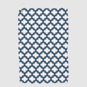 Serviette De Golf Trellis bleu blanc et marine, treillis, Quatrefoil (Devant)