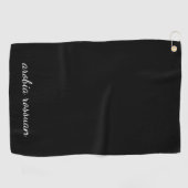 Serviette De Golf Trendy Monogram Modern Black Script Name Style (Horizontal)