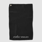 Serviette De Golf Trendy Monogram Modern Black Script Name Style (Devant)