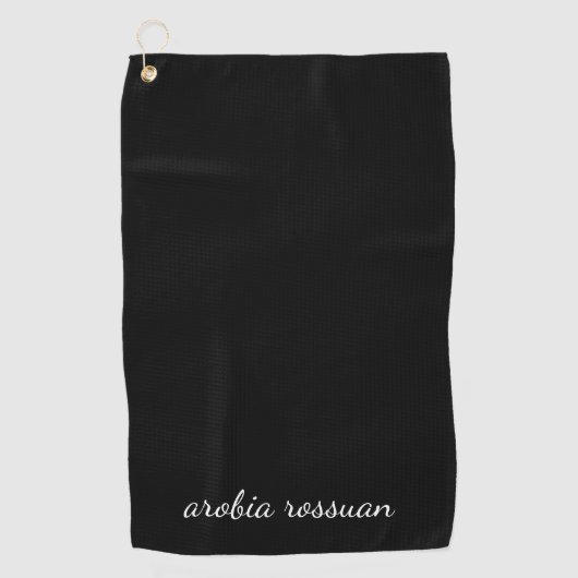 Serviette De Golf Trendy Monogram Modern Black Script Name Style (Devant)