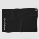 Serviette De Golf Trendy Monogram | Name de script noir moderne (Horizontal)