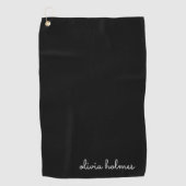 Serviette De Golf Trendy Monogram | Name de script noir moderne (Devant)