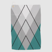 Serviette De Golf Triangles gris sur arrière - plan turquoise (Devant)