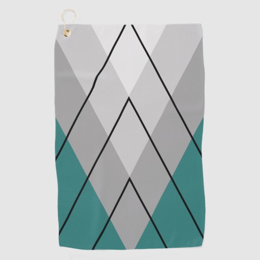 Serviette De Golf Triangles gris sur arrière - plan turquoise (Devant)