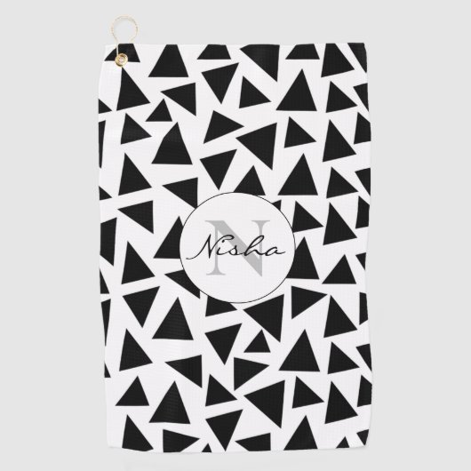 Serviette De Golf Triangles noirs personnalisés (Devant)
