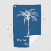 Serviette De Golf Tribe Mariée Bleu Blanc Palm Tree Personnalisé (En situation)