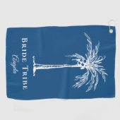 Serviette De Golf Tribe Mariée Bleu Blanc Palm Tree Personnalisé (Horizontal)