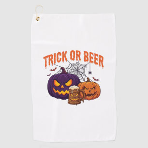 Serviette De Golf Trick Or Beer Mug citrouilles d'Halloween Toile d'