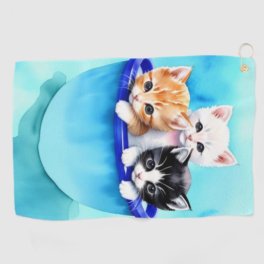 Serviette De Golf Trois Beaux Chatons (Horizontal)