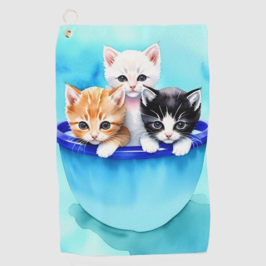 Serviette De Golf Trois Beaux Chatons (Devant)