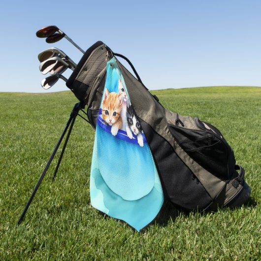 Serviette De Golf Trois Beaux Chatons (Vert)