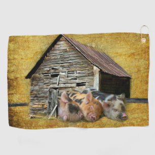Serviette De Golf Trois Petits Cochons À La Grange Rustique Snoozing