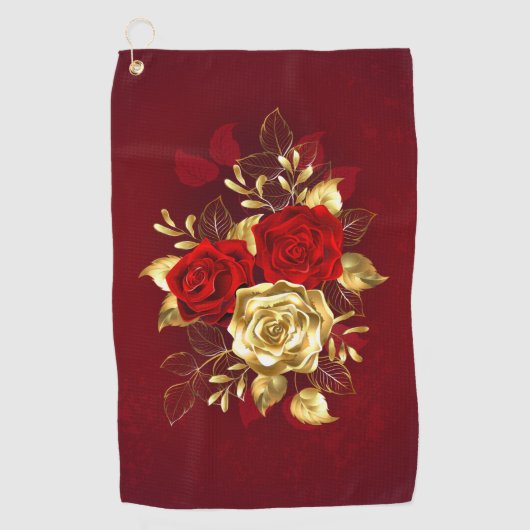 Serviette De Golf Trois Roses de bijoux (Devant)