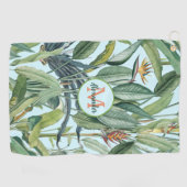 Serviette De Golf Tropical Jungle Banana Tree Strelitzia Monogramme (Horizontal)