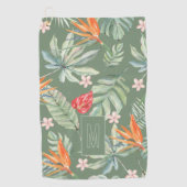 Serviette De Golf Tropics Fleur et Imaginaire de feuillage avec Mono (Devant)