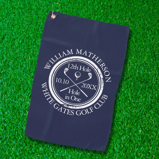 Serviette De Golf Trou en un bleu marine personnalisé classique