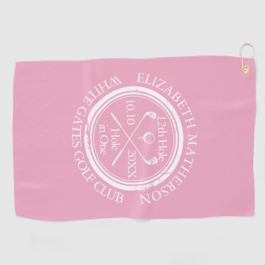 Serviette De Golf Trou en un rose élégant classique (Horizontal)