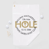 Serviette De Golf Trou moderne en un noir et or (En situation)