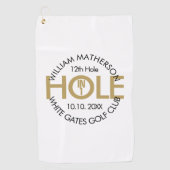 Serviette De Golf Trou moderne en un noir et or (Devant)