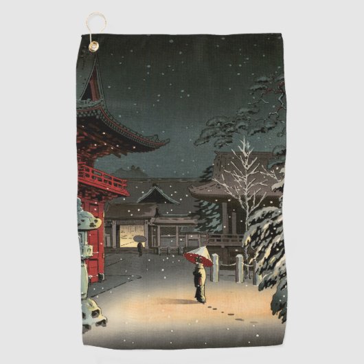 Serviette De Golf Tsuchiya Koitsu - Neige au temple de Nezu (Devant)