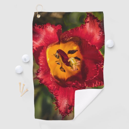 Serviette De Golf Tuliforme rouge (En situation)