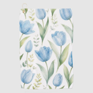 Serviette De Golf Tulipes Bleues Peinture Florale Aquarelle Botaniqu