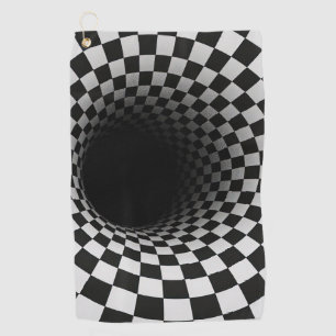 Serviette De Golf Tunnel d'illusion optique en noir et blanc