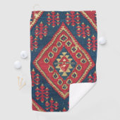 Serviette De Golf Turc Kilim Tapis tapis Antique Rouge Bleu (En situation)