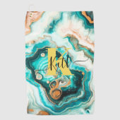 Serviette De Golf Turquoise Aqua Agate Golden Custom Monogramme mode (Devant)