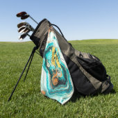 Serviette De Golf Turquoise Aqua Agate Golden Custom Monogramme mode (Vert)