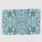 Serviette De Golf Turquoise Blanc Floral Golf Towne (Horizontal)