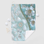 Serviette De Golf Turquoise Blanc Floral Golf Towne (En situation)