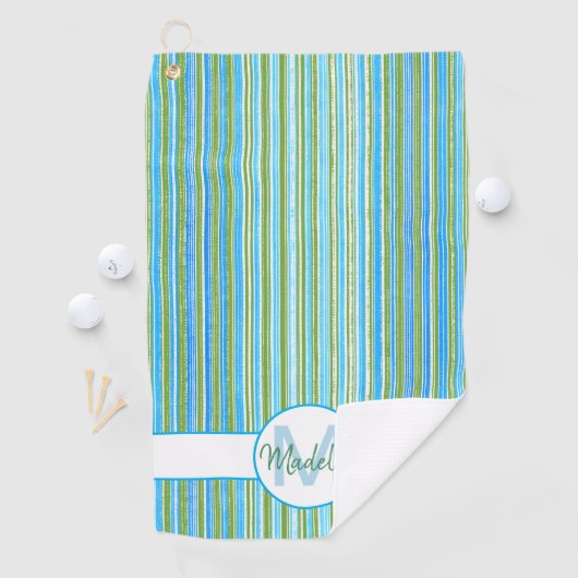 Serviette De Golf Turquoise, bleu, vert et blanc (En situation)