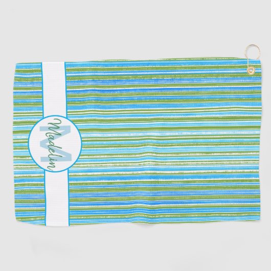 Serviette De Golf Turquoise, bleu, vert et blanc (Horizontal)