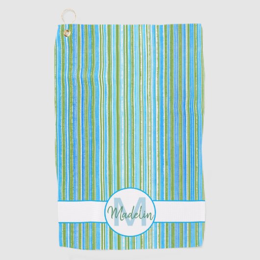 Serviette De Golf Turquoise, bleu, vert et blanc (Devant)
