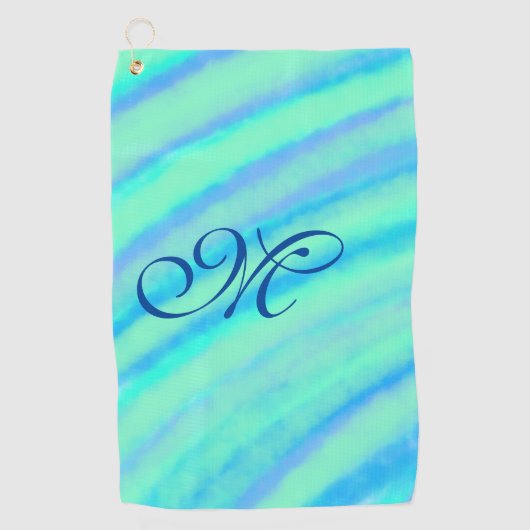 Serviette De Golf Turquoise bleu vert filigranes ajouter votre monog (Devant)