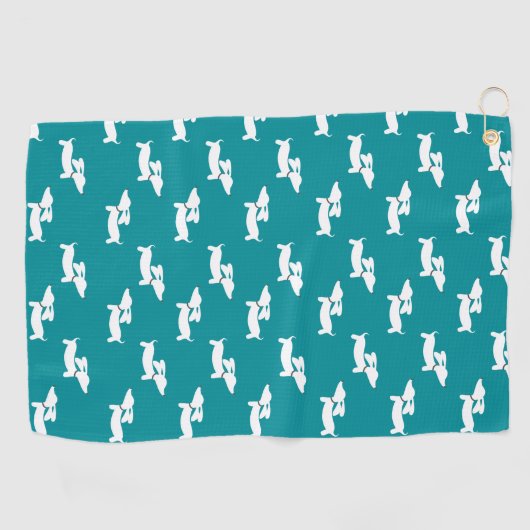 Serviette De Golf Turquoise Dachshund Maman Golfer Cadeau (Horizontal)
