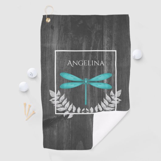 Serviette De Golf Turquoise Dragonfly Rustic Golf Towne (En situation)