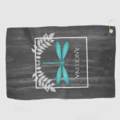 Serviette De Golf Turquoise Dragonfly Rustic Golf Towne (Horizontal)