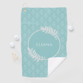 Serviette de golf turquoise Elegant Damask (En situation)