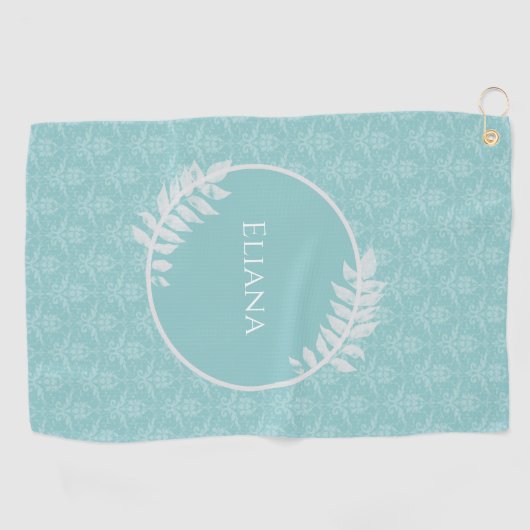 Serviette de golf turquoise Elegant Damask (Horizontal)