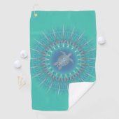 Serviette De Golf Turquoise en argent Turquoise Mandala Maritime (En situation)