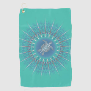 Serviette De Golf Turquoise en argent Turquoise Mandala Maritime