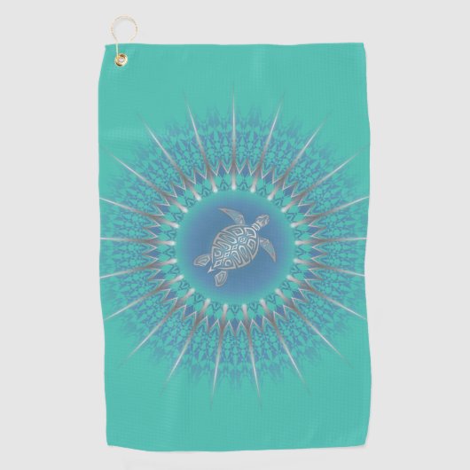 Serviette De Golf Turquoise en argent Turquoise Mandala Maritime (Devant)