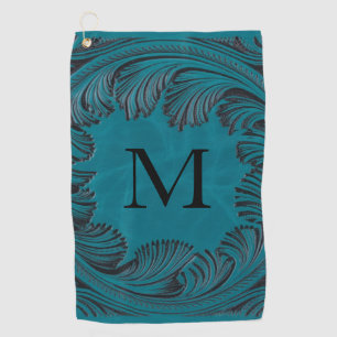Serviette De Golf Turquoise Faux Cuir Ouest Floral