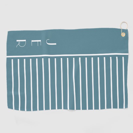 Serviette De Golf Turquoise Moderne | Initiales personnalisées de go (Horizontal)