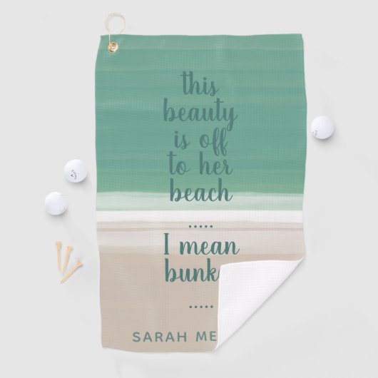 Serviette De Golf Turquoise Ocean Beach Sand Funny Bunker Citation (En situation)