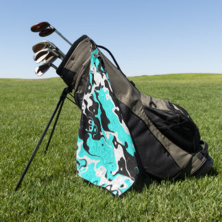 Serviette De Golf Turquoise Oil Spill Rave Camo